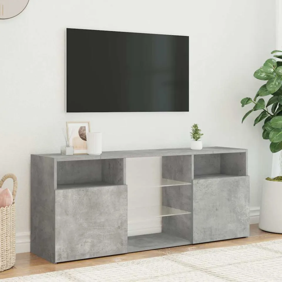 vidaXL Tv-meubel met LED-verlichting 120x30x50 cm betongrijs grijs, foto 3