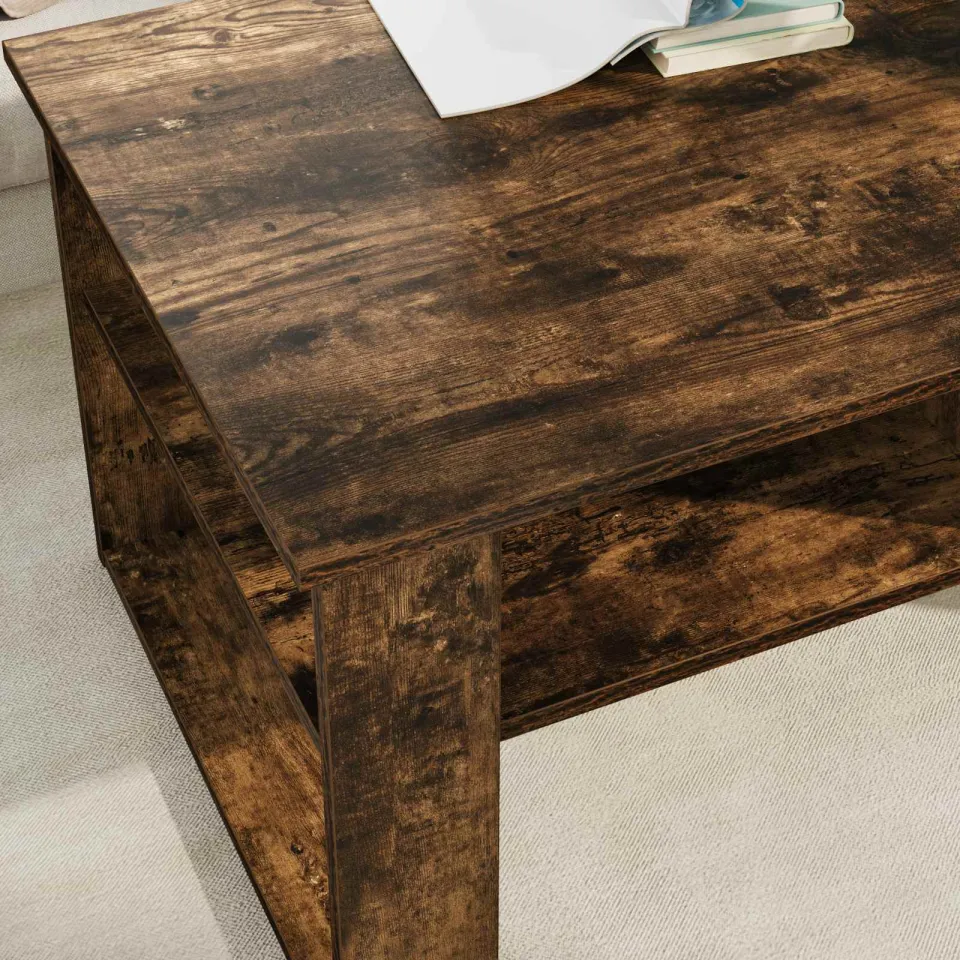 vidaXL Salontafel Gerookt eiken 96 x 54 x 44 cm Bewerkt hout, foto 4