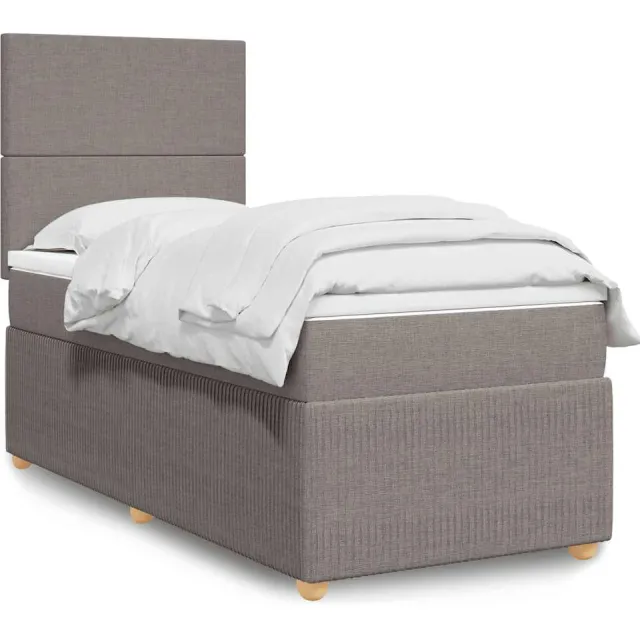 vidaXL Boxspring met matras stof taupe 90x190 cm