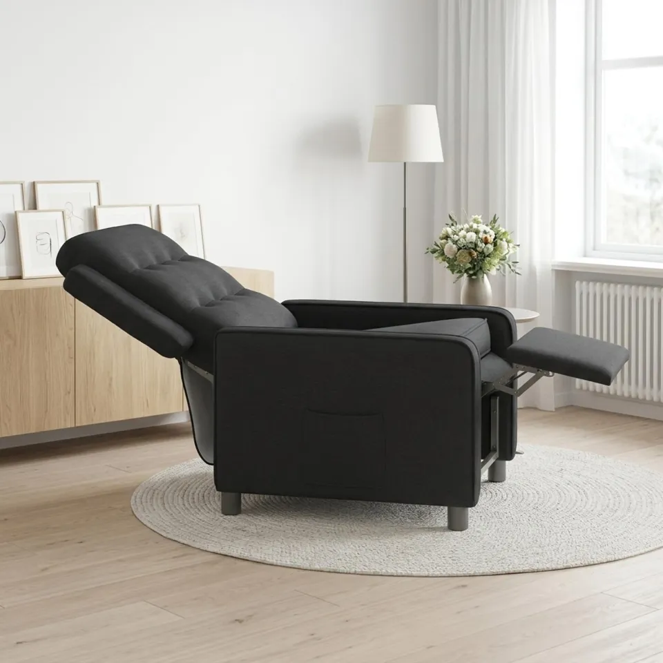 vidaXL Ligstoel Zwart 65 x 93 x 102 cm Stof, foto 3
