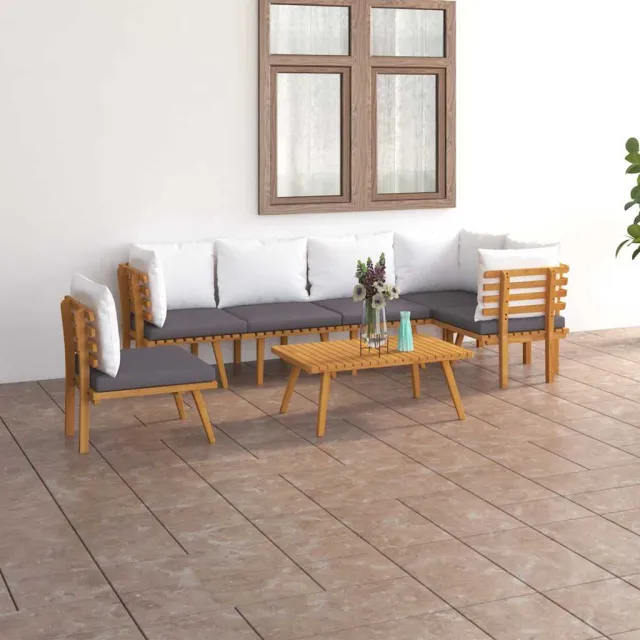 vidaXL 7-delige Loungeset met kussens massief acaciahout bruin, foto 2
