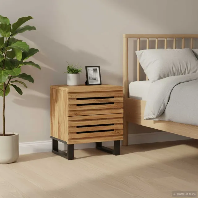 vidaXL Nachtkastjes 2 st 40x34x46 cm massief ruw mangohout bruin, foto 2