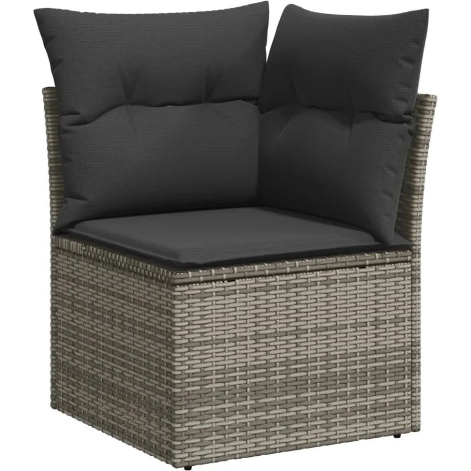 vidaXL 14-delige Loungeset met kussens poly rattan grijs