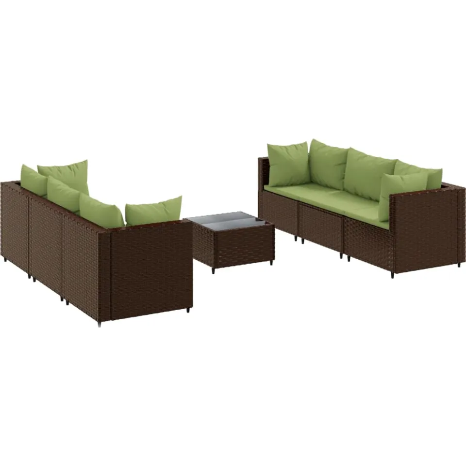 vidaXL 7-delige Loungeset met kussens poly rattan bruin, foto 3
