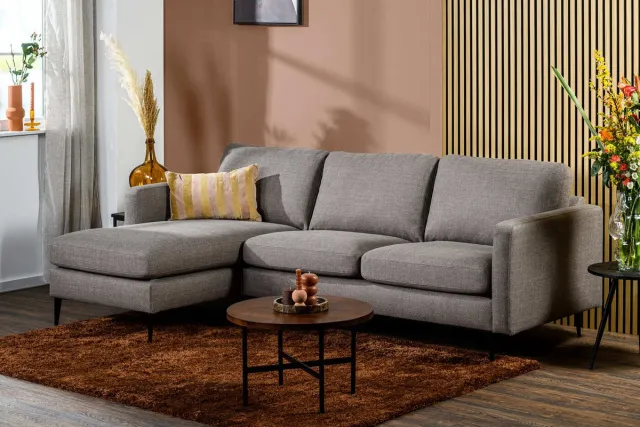 Giga Living Bank Taupe Stof/Textiel - 3-zits 248x155x80cm - Woven - Giga Meubel