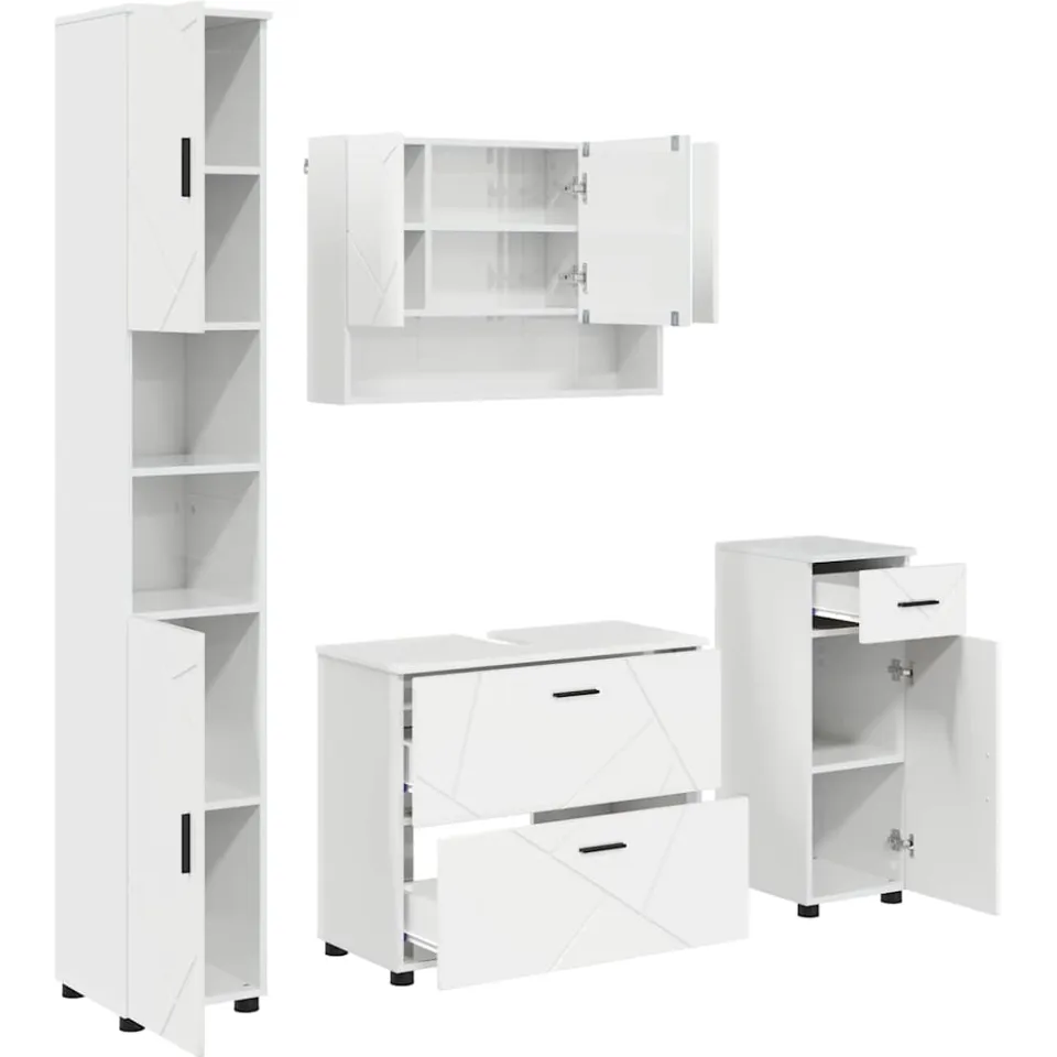vidaXL Badkamermeubelset 4 st Hoogglans wit 35 x 30 x 192 cm, foto 3