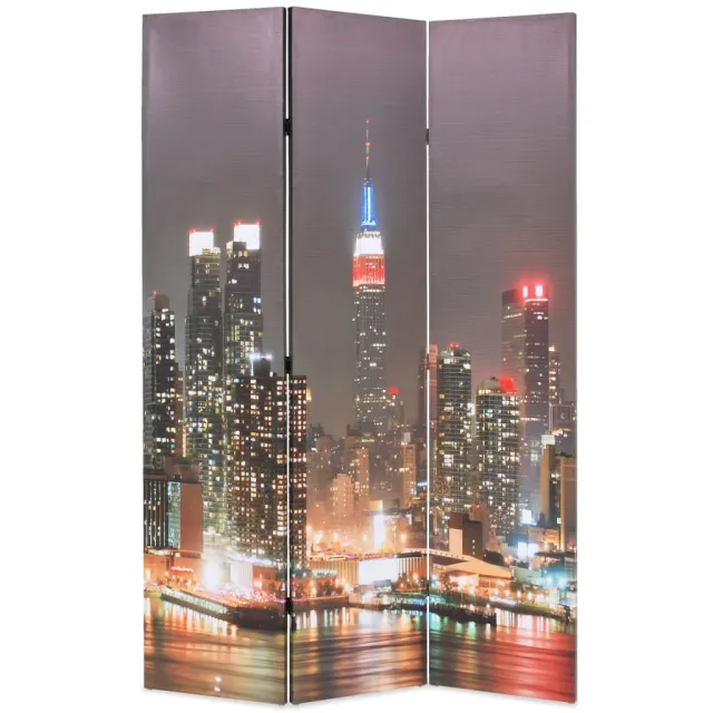 vidaXL Kamerscherm inklapbaar New York bij nacht 120x170 cm Meerkleurig