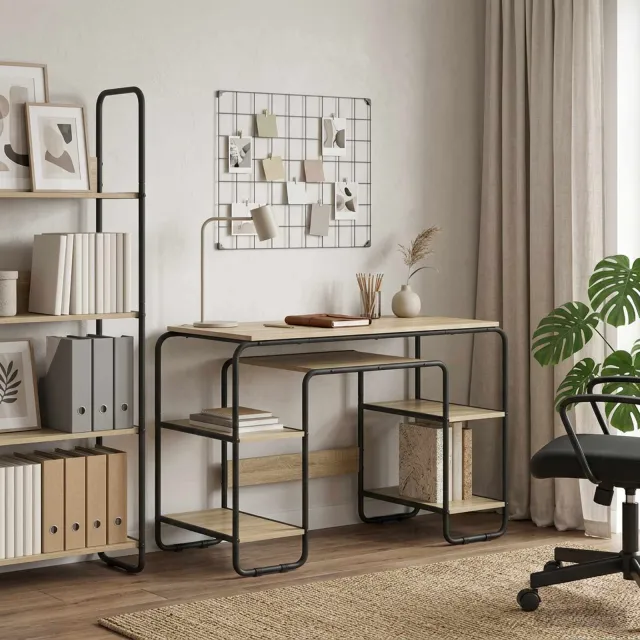 vidaXL Bureau met opbergruimte Sonoma Eiken 113.5 x 52 x 75.5 cm, foto 2