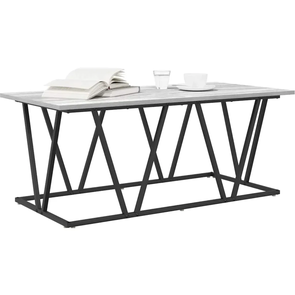 vidaXL Salontafel Grijs 100 x 50 x 40 cm Bewerkt hout en metaal