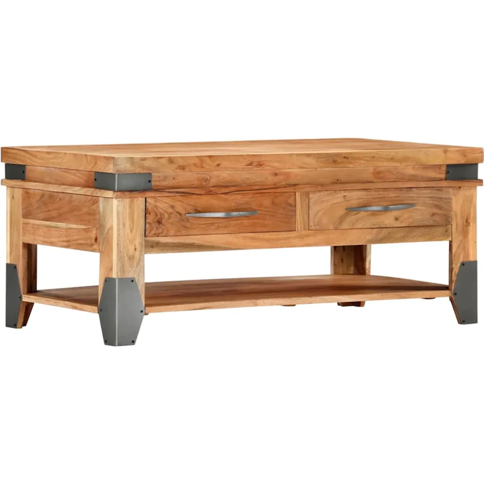 vidaXL Salontafel 110x52x45 cm massief acaciahout bruin, foto 4