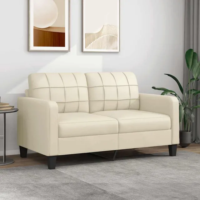 vidaXL Tweezitsbank 140 cm kunstleer crèmekleurig