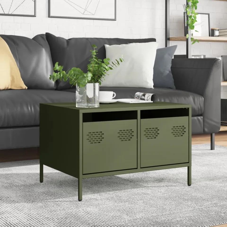 vidaXL Tv-meubel 68x50x43,5 cm koudgewalst staal olijfgroen, foto 4