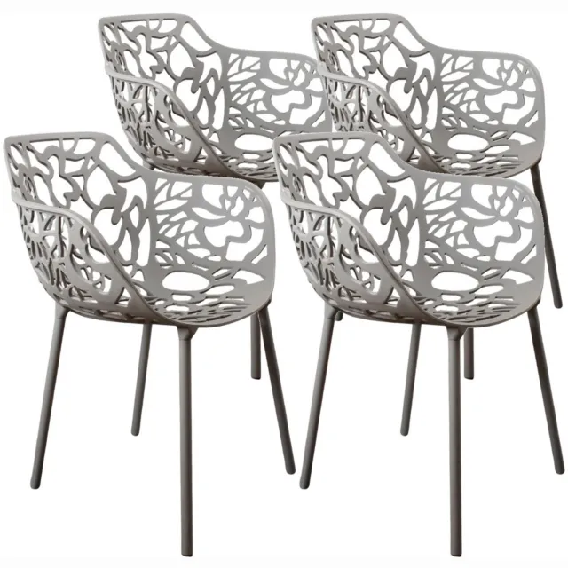 DS4U Cast eetkamerstoel - Set van 4 - Lichtgrijs - Aluminium - Met armleuning