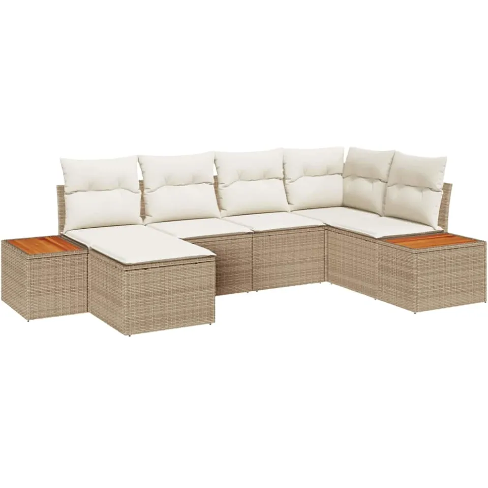 vidaXL Tuin Sofa Set 6 st Beige poly rattan