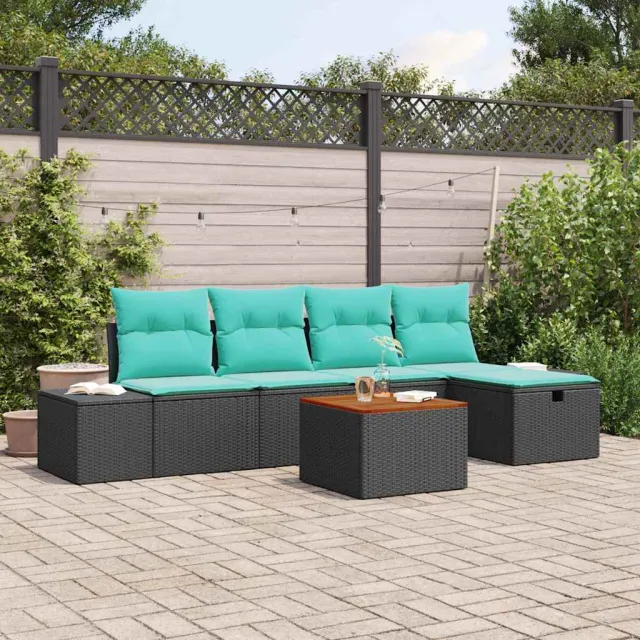 vidaXL Bankstel 5 st poly rattan zwart, foto 2