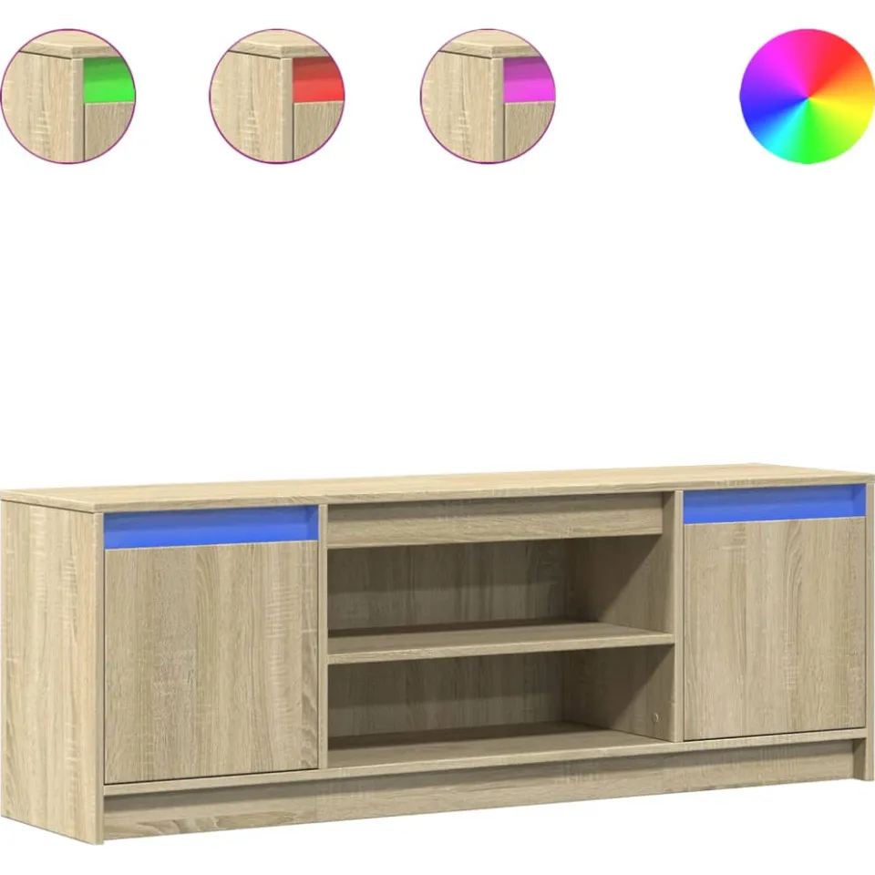 vidaXL Tv-meubel met LED 139,5x34x50 cm bewerkt hout sonoma eikenkleur Bruin