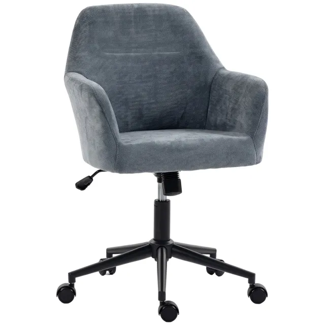 MUVANO Bureaustoel met chenille bekleding - Gevoerde armleuningen - Kantelfunctie - 57 x 57 x 83-93 cm - In hoogte verstelbaar - Voor de werkkamer thuis - Blauw
