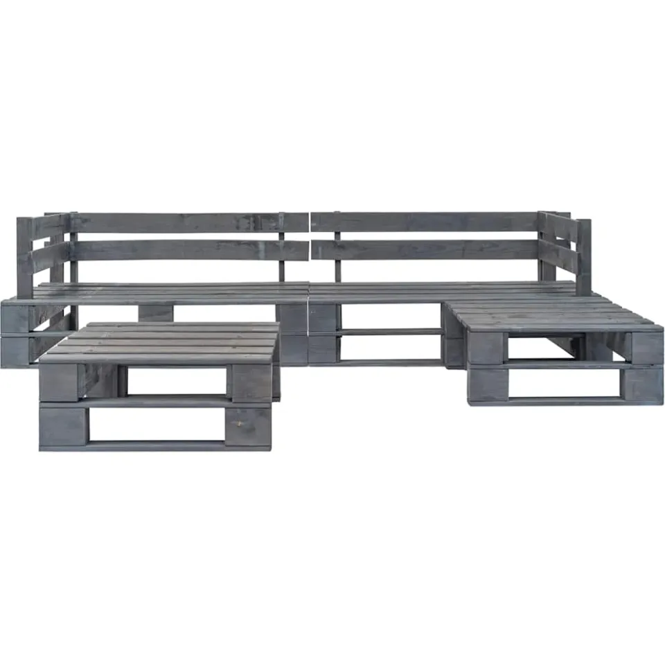 vidaXL 4-delige Loungeset pallet met grijze kussens hout grijs, foto 4