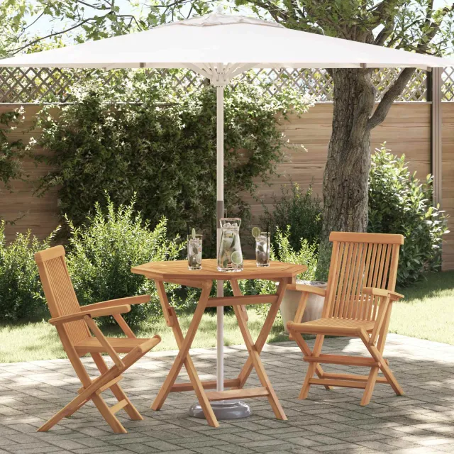 vidaXL Tuin eettafelset 3 st Bruin Massief Acaciahout
