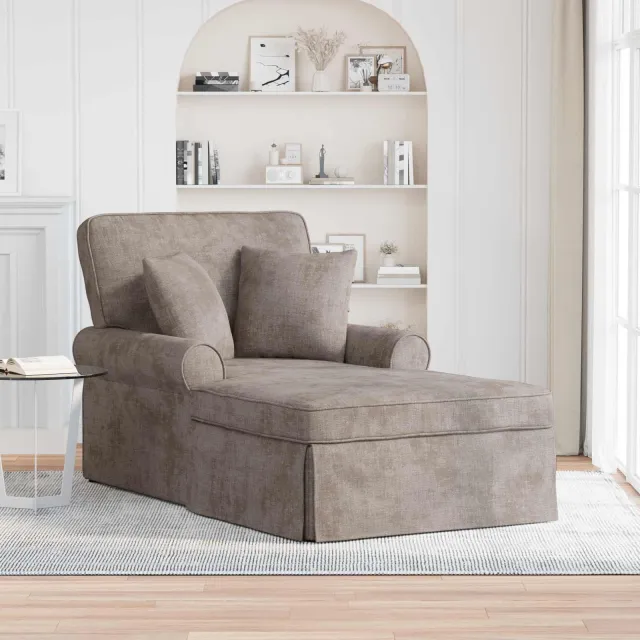 vidaXL Chaise Lounge met Rok met kussen Zand 157 x 91 x 91 cm ARES, foto 2