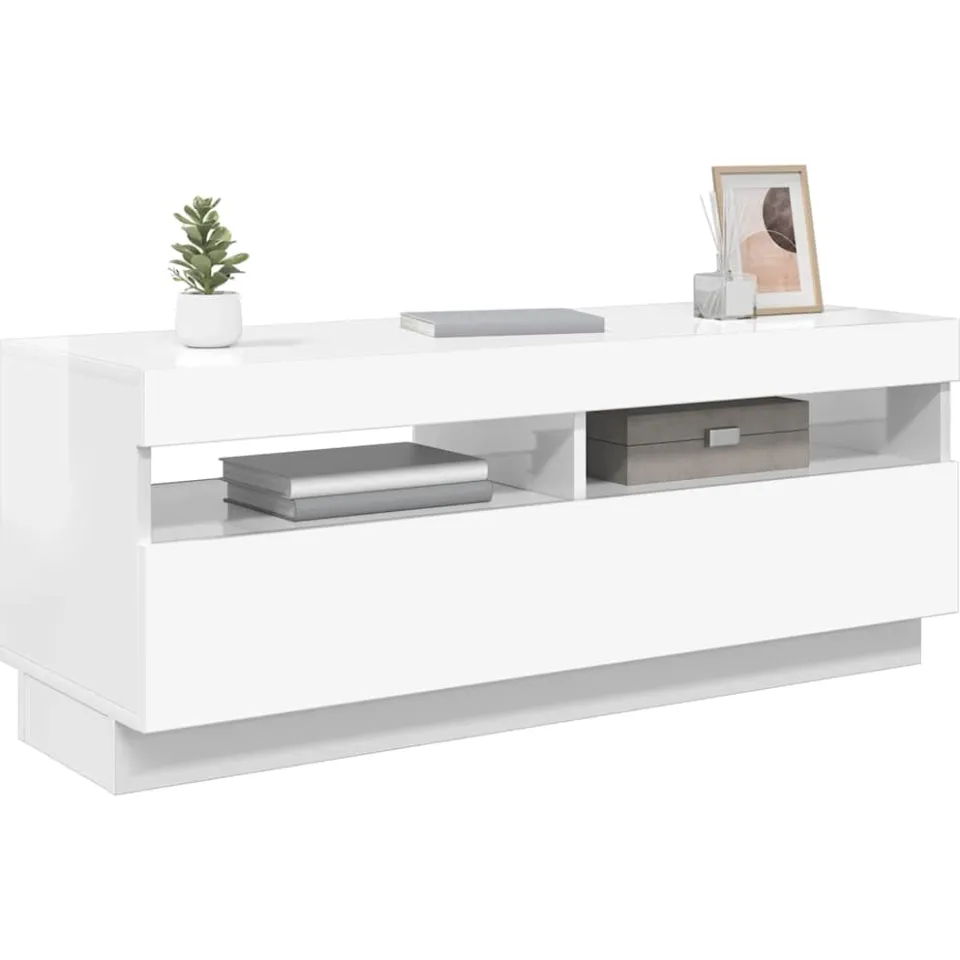 vidaXL Tv-meubel met LED-verlichting 100x35x40 cm hoogglans wit