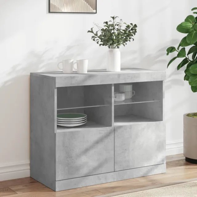 vidaXL Dressoir met LED-verlichting 81x37x67 cm betongrijs