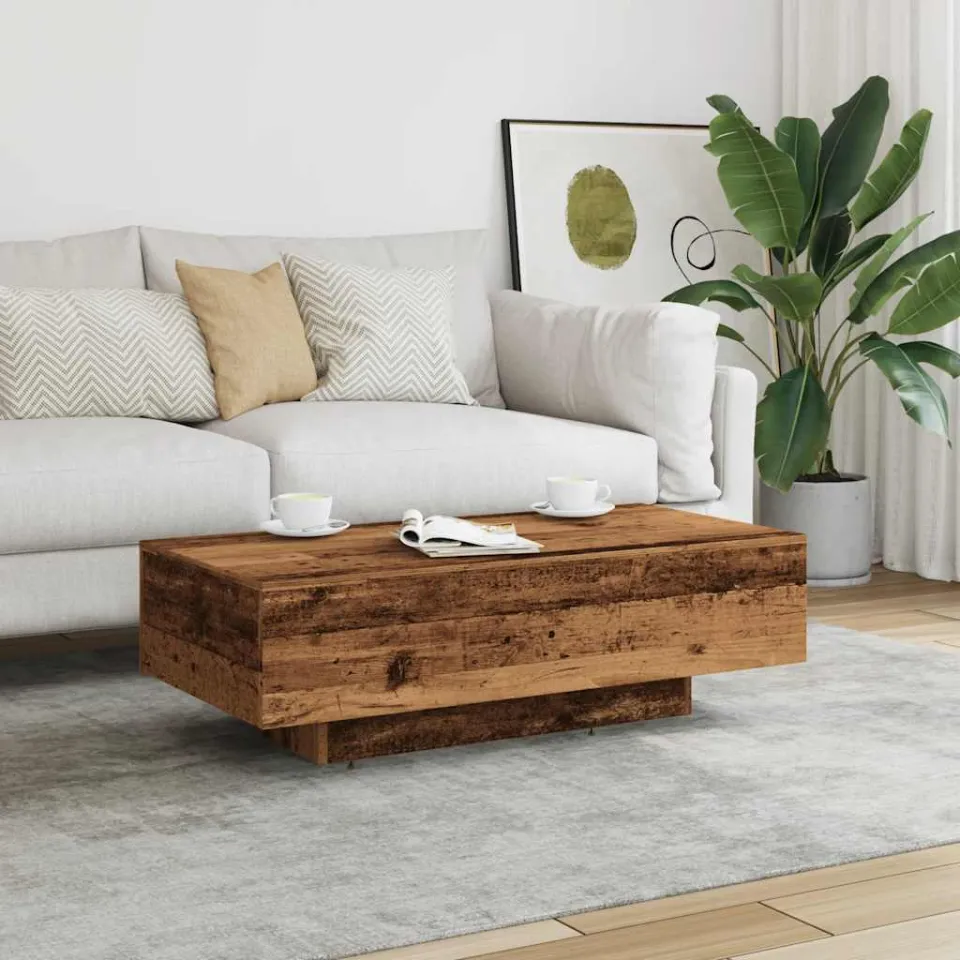 vidaXL Salontafel 100x49,5x31 cm bewerkt hout oud houtkleurig bruin, foto 2