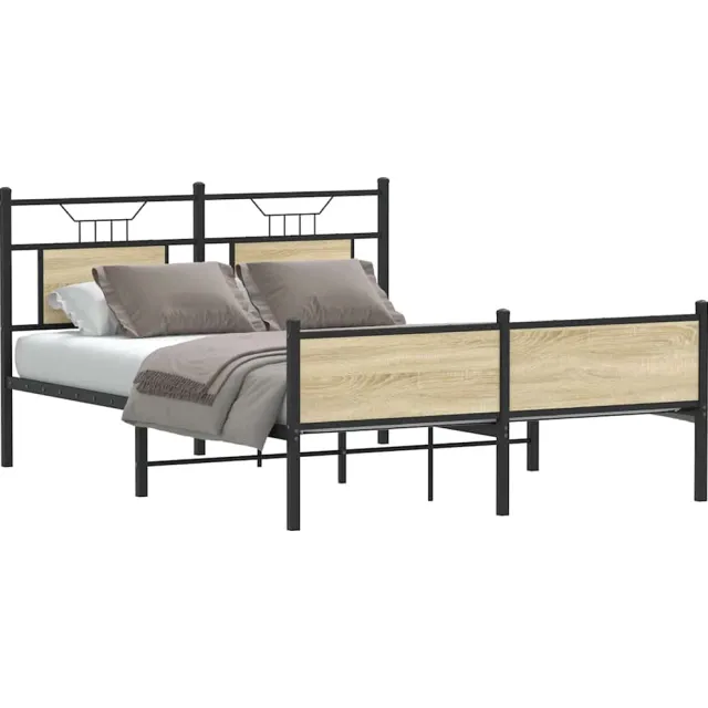 vidaXL Bedframe zonder matras hout sonoma eikenkleurig 137x190 cm