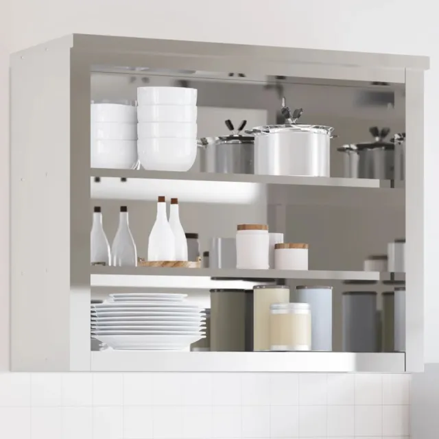 vidaXL Keukenbovenkast met schappen roestvrijstaal Zilver