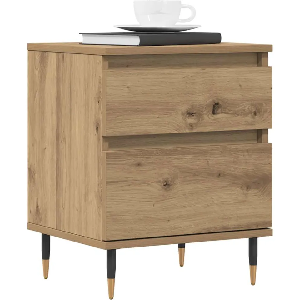 vidaXL Nachtkastjes 2 st 40x35x50cm bewerkt hout artisanaal eikenkleur