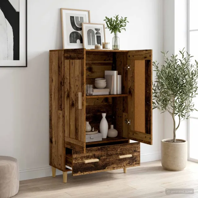 vidaXL Hoge kast Oud hout 70 x 31 x 115 cm Bewerkt hout Bruin