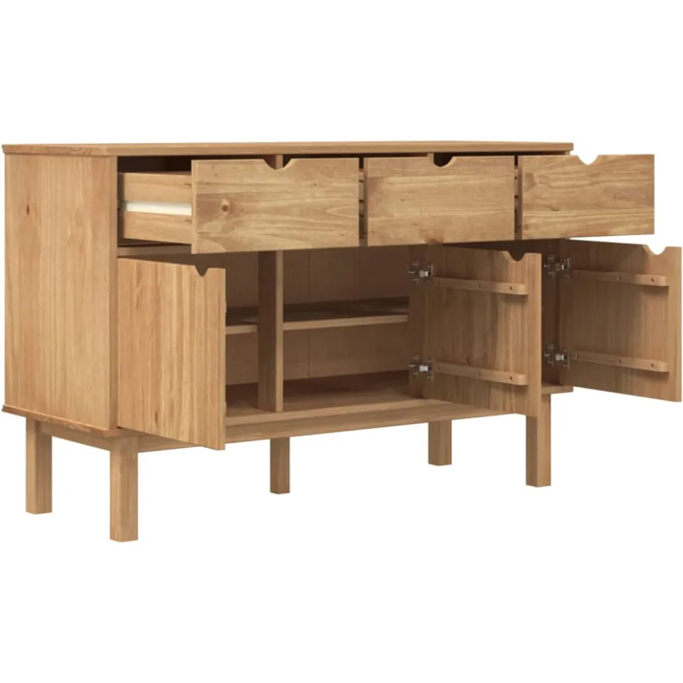vidaXL Dressoir OTTA 114x43x73,5 cm massief grenenhout bruin, foto 4