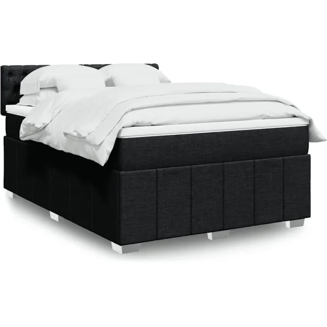 vidaXL Boxspring met matras stof zwart 140x190 cm