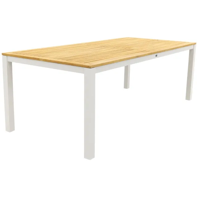 Hartman Sonata tuintafel 220x100 cm. - Teak/Wit (OP=OP) Wit/Hout kleur