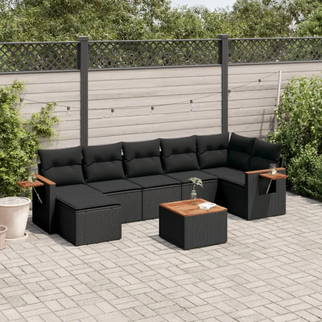 vidaXL Patio Sofa Set 8-zits Black, foto 2