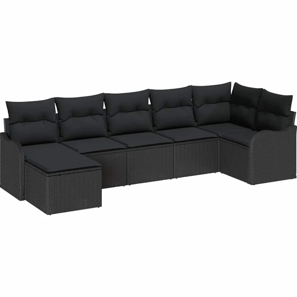 vidaXL Tuin Sofa Set 7 st Zwart poly rattan