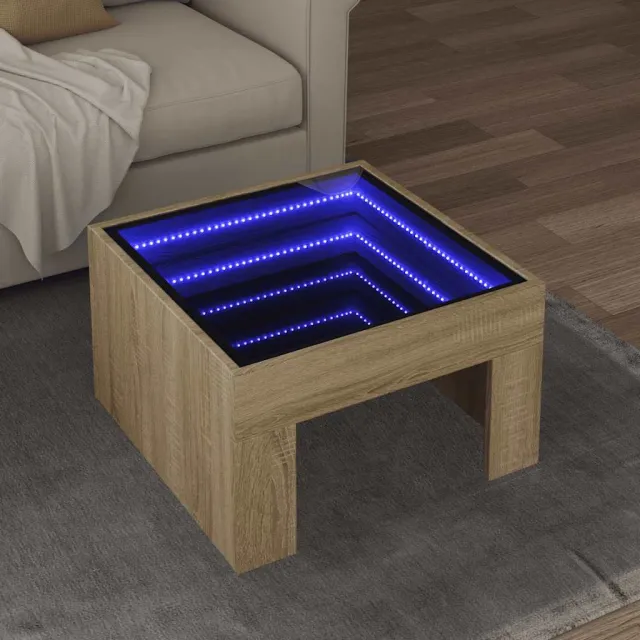 vidaXL Salontafel met Infinity LED 50x50x30 cm sonoma eikenkleurig, foto 2
