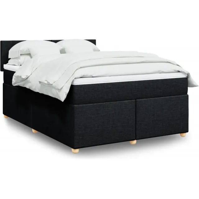 vidaXL Boxspring met matras stof zwart 160x200 cm