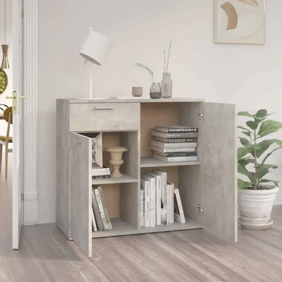 vidaXL Dressoir 80x36x75 cm bewerkt hout betongrijs grijs, foto 3