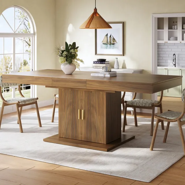 MODENUIT Eettafel - Uitschuifbaar Met Opbergruimte - Rechthoekig - MDF Metaal - Bruin - 140/180x90x75,2 Cm Brown
