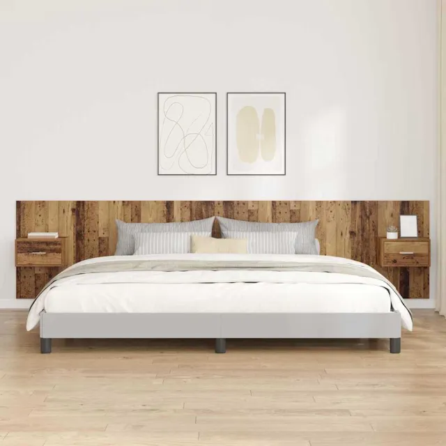 vidaXL Hoofdbord Met Kast 3 st Oud Hout Bewerkt hout Bruin