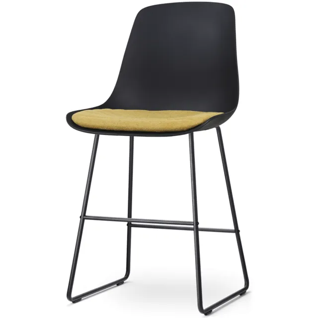 Nolon Nino-Liv barkruk zwart met okergeel zitkussen - zwart onderstel - 65 cm