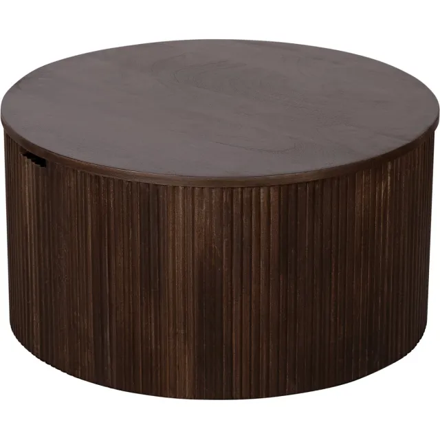 Lewis & Loft Salontafel Lonne - FSC® mangohout - Met opbergruimte - ⌀70 cm – Walnoot bruin