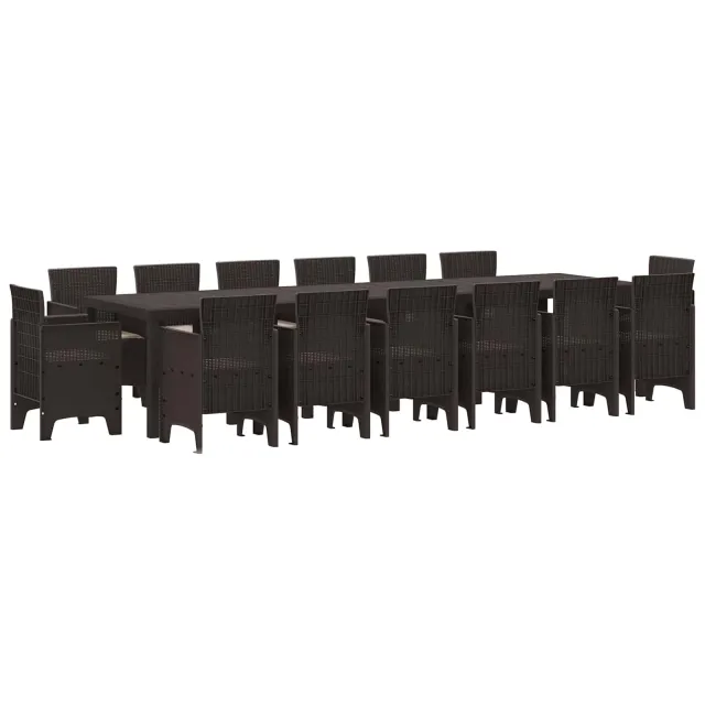 vidaXL Tuin Eetset 15 st Bruin Polt riet
