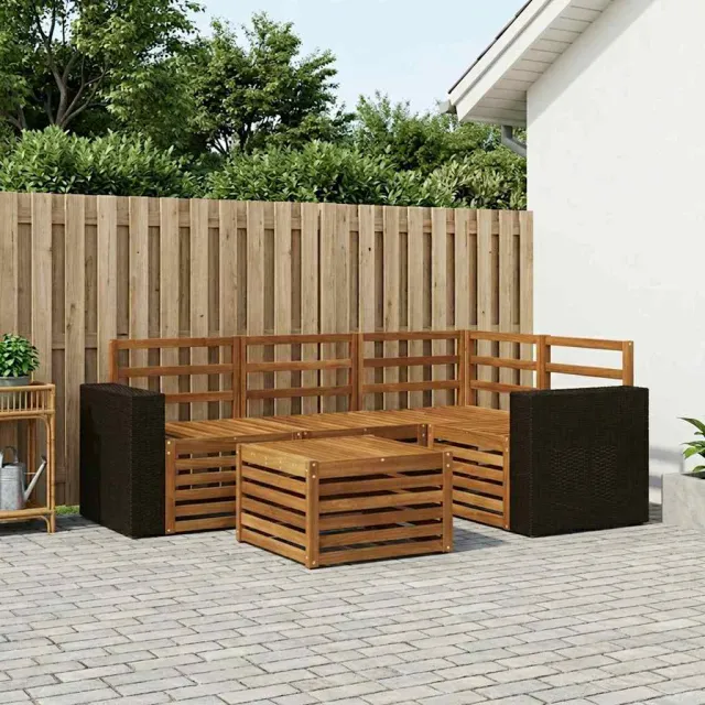 vidaXL Buiten bankenset 5 st 4-zits Naturel Massief Acaciahout