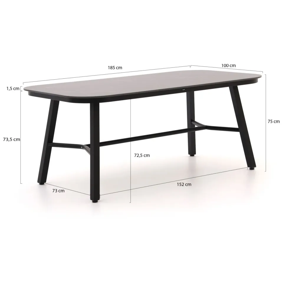 Hartman tuinmeubelen Hartman Tubb dining tuintafel 185x100x75cm zwart, foto 2