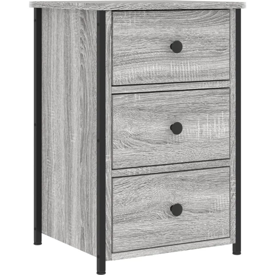 vidaXL Nachtkastje 40x36x60 cm bewerkt hout grijs sonoma eikenkleurig, foto 3