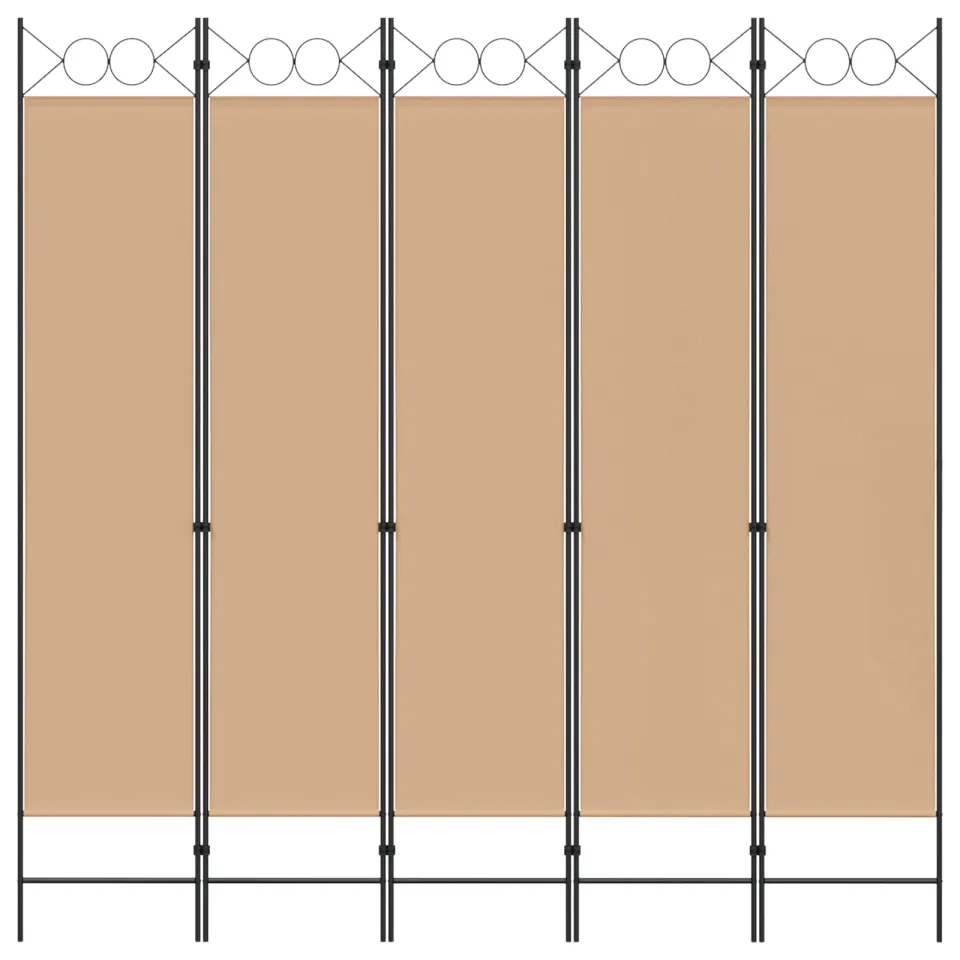 vidaXL 5-Panel Room Divider Beige 200 x 200 cm Stof, foto 4