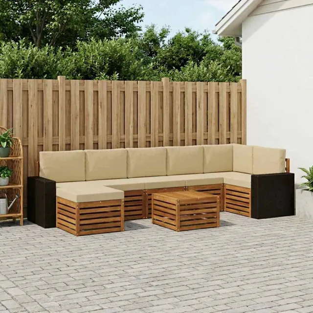 vidaXL Buiten bankenset 8 st 8-zits Natuurlijk en Beige
