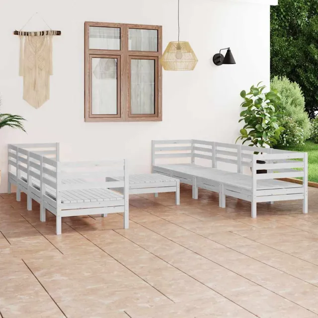 vidaXL 9-delige Loungeset massief grenenhout wit, foto 2